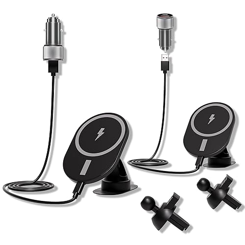 Car Phone Holder 2Pack,15W-Qi Fast Charging Cell Phone Holder for Your Car with QC3.0 Car Charger,Car Mount & Dashboard Windshield Air Vent Mount…