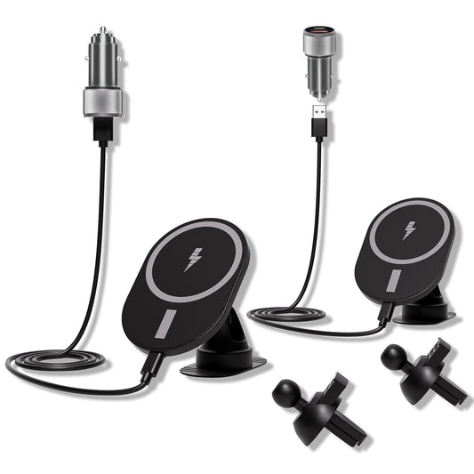 Car Phone Holder 2Pack,15W-Qi Fast Charging Cell Phone Holder for Your Car with QC3.0 Car Charger,Car Mount & Dashboard Windshield Air Vent Mount…