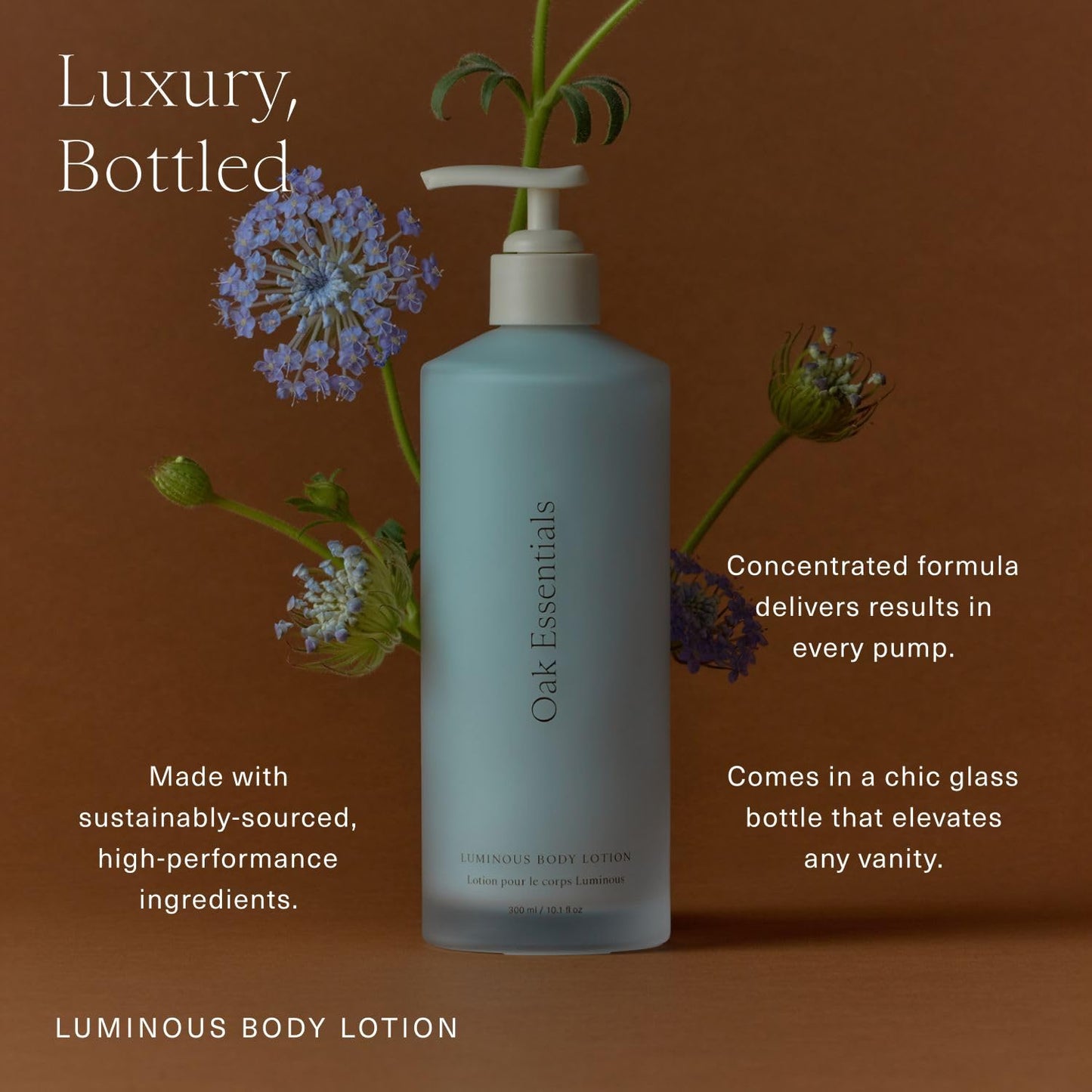Oak Essentials Luminous Body Lotion, Hydrating Body Lotion for Women with Blue Tansy, Rose Oil, Shea Butter and Coconut Oil, Lightweight Moisturizer