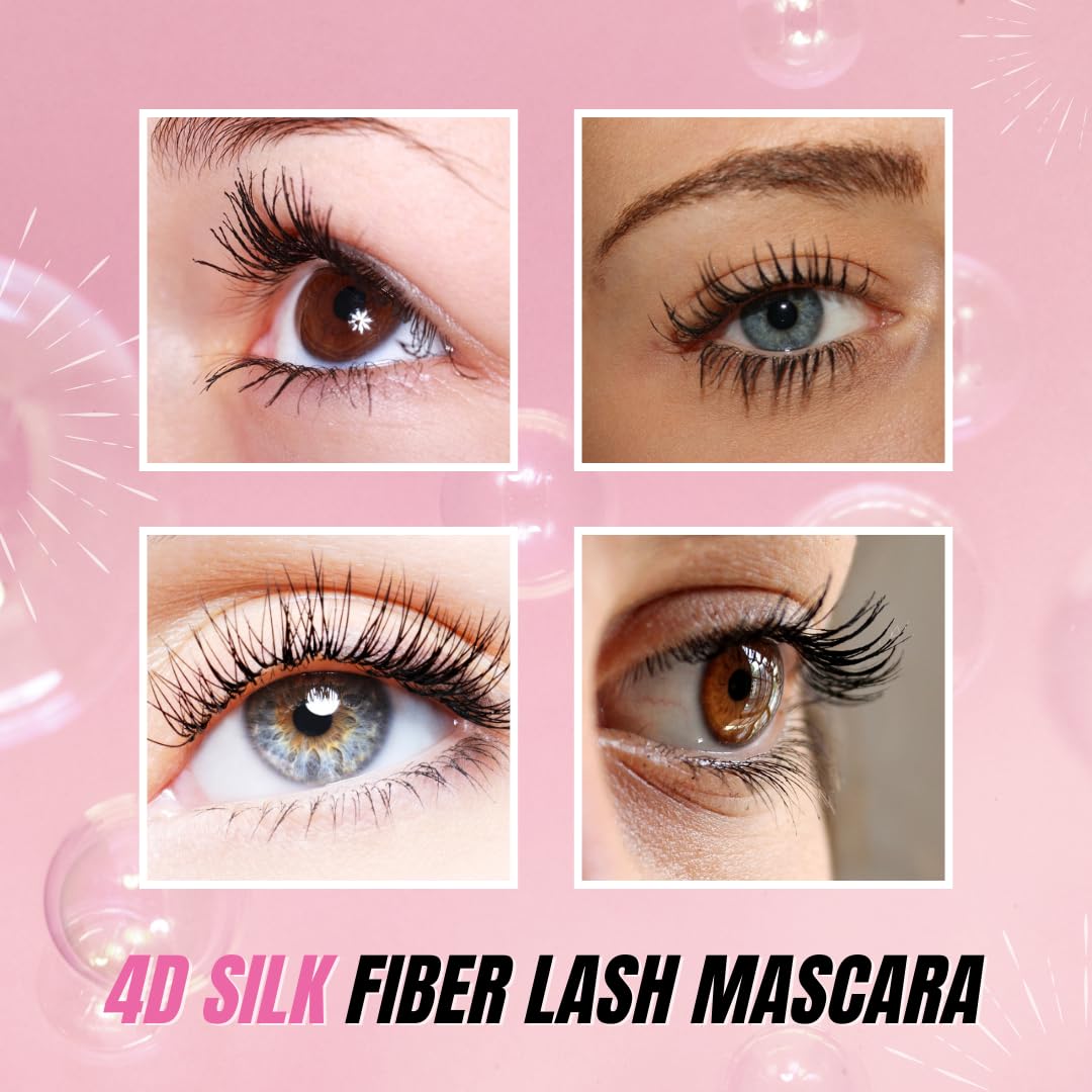 Two Pack: Silk Fiber Mascara 4D, Lengthening and Thickening, Secret Xpress Control - Long Lasting & Smudge-Proof, All Day Exquisitely Full, Long