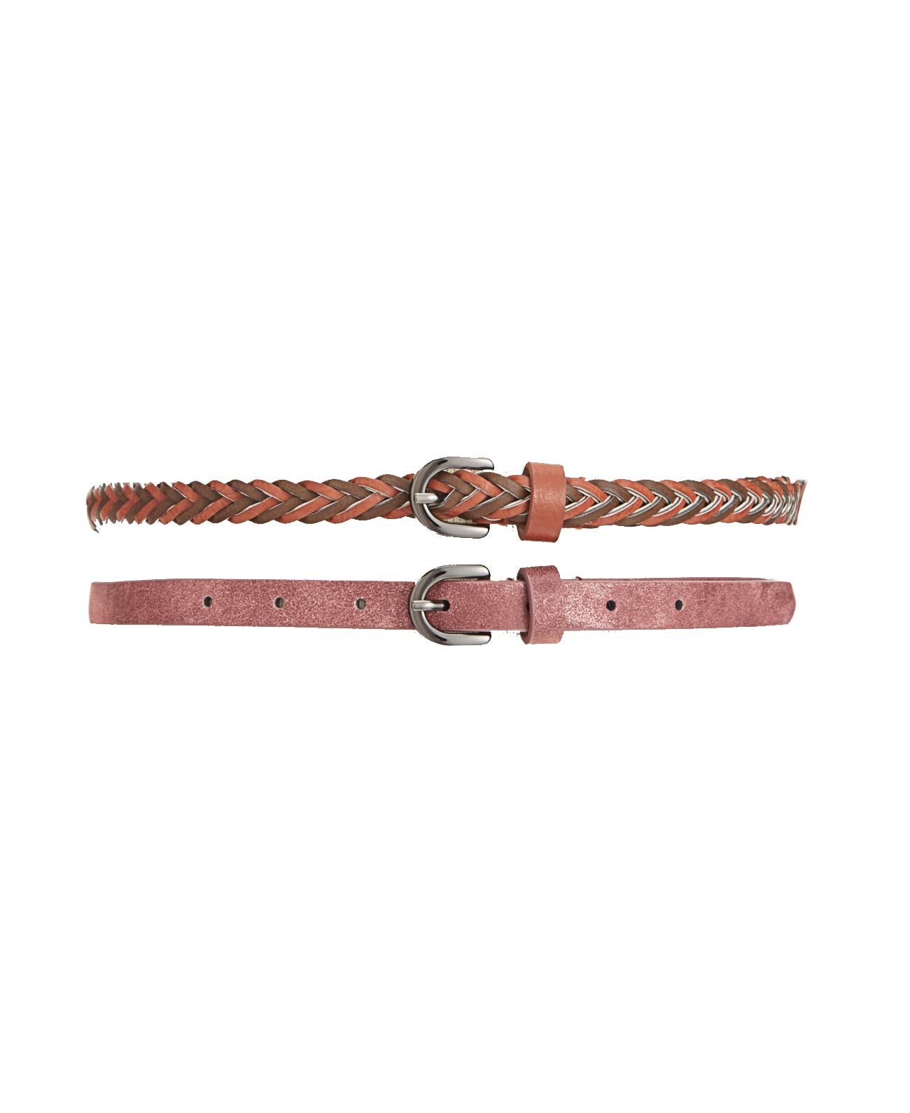 Style & Co 2-for-1 Women's Braided and Shimmer Skinny Belts (M)