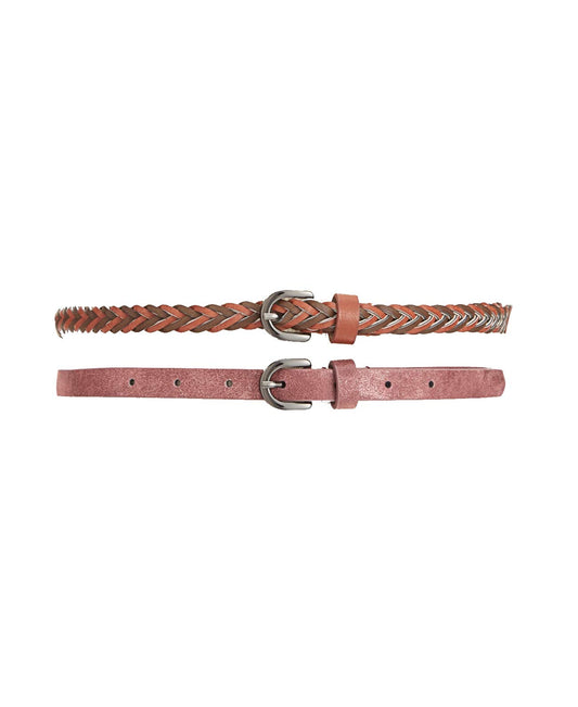 Style & Co 2-for-1 Women's Braided and Shimmer Skinny Belts (M)