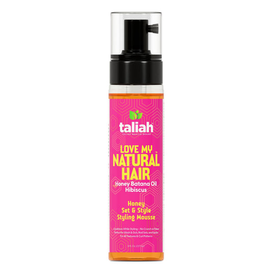 Taliah Waajid Love My Natural Hair Honey Set & Style Styling Mousse 8oz - Lightweight Foaming Mousse with Honey & Batana Oil - Curl Defining, Frizz