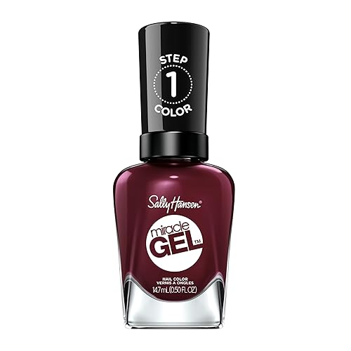 Sally Hansen Miracle Gel Salon Quality Nail Polish | Gel-Like Formula, Two-Step System, No UV Light Needed, Long Lasting | Opaque, Glossy | 479 Wine