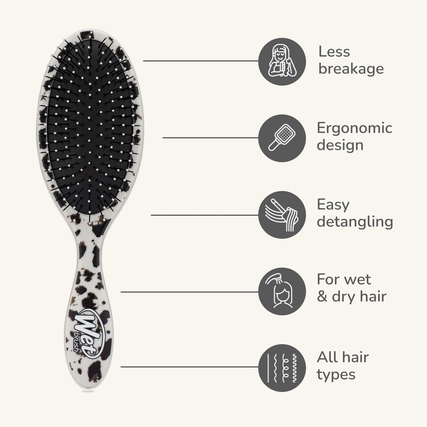 Wet Brush Original Detangler Hair Brush - Tan Leopard (Safari) - All Hair Types - Ultra-Soft Bristles Glide Through Tangles with Ease - Pain-Free Comb