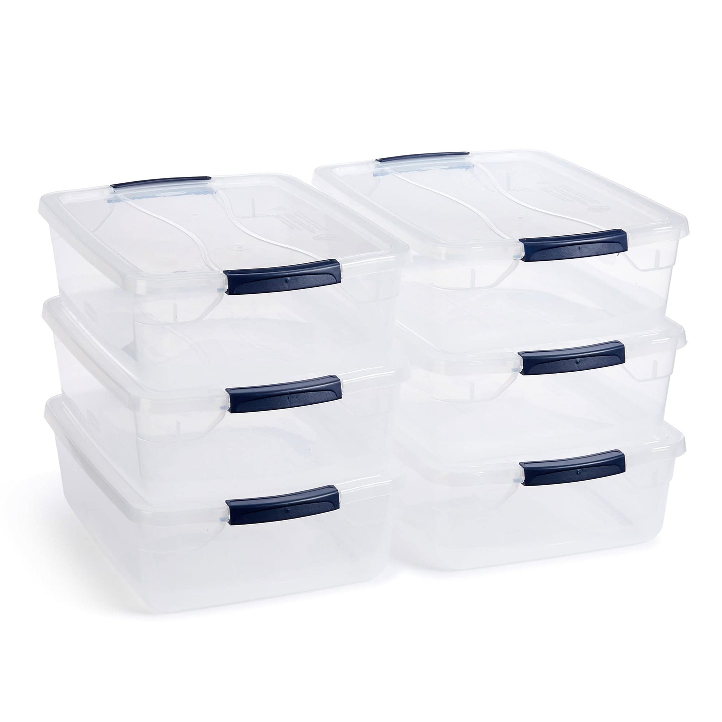 Rubbermaid Cleverstore 17 Qt Clear Storage Bins with Lids, 6-Pack, Stackable, BPA-Free, Made in USA