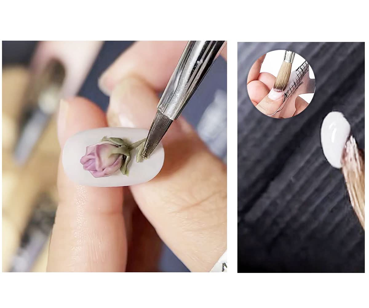 Nail art Brush 6PCS Professional nylon Acrylic Nail Brush Powder Manicure Pedicure Wood Handle 3D Painting Drawing Professional Brush UV Gel Carving Beauty & Personal Care cutegodess