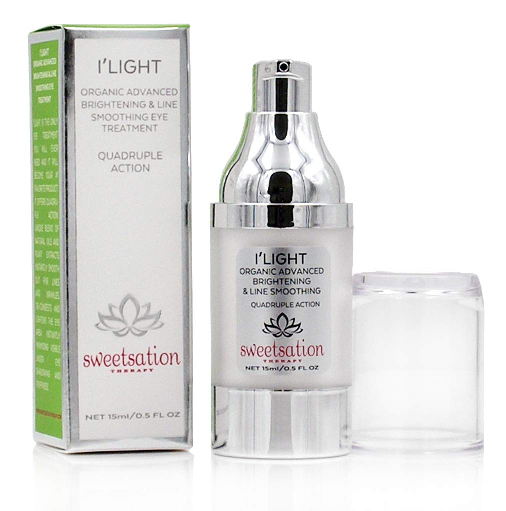 Sweetsation Therapy/YUNASENCE ILIGHT Organic Advanced Illuminating & Line Smoothing Eye Treatment, 0.5oz. For Dark Circles, Puffiness, Fine Lines.
