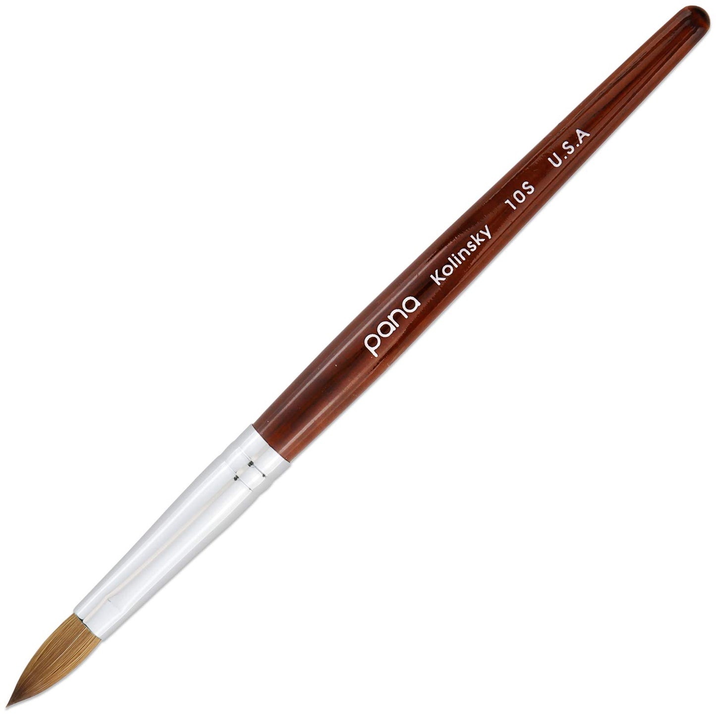 PANA Pure Kolinsky Hair Acrylic Nail Brush - Oval Crimped Shape Silver Ferrule with Mahogany Wood Handle (Size 10) - Nail Extension Manicure Pedicure Beauty & Personal Care PANA