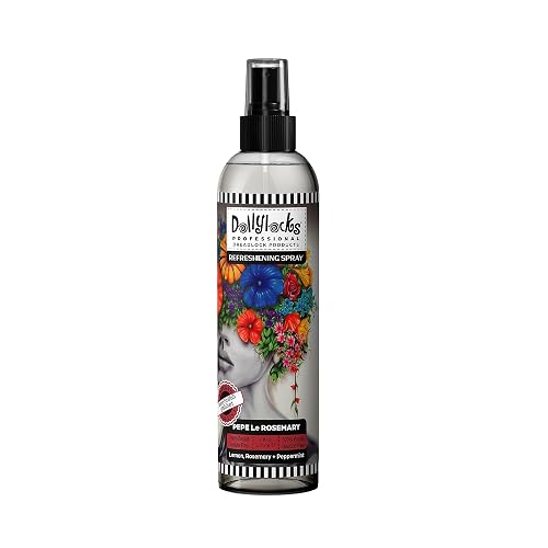 Dollylocks Refreshening Spray for Locs, Braids, Extensions, Dreadlocks | Rosemary Peppermint Lemon | Plant-based, Residue-free, Sulfate-free | Refresh