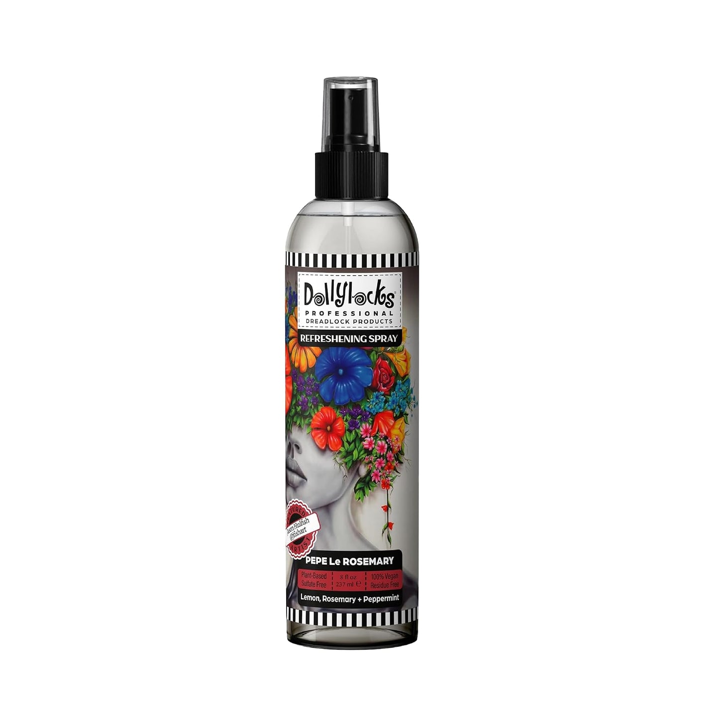 Dollylocks Refreshening Spray for Locs, Braids, Extensions, Dreadlocks | Rosemary Peppermint Lemon | Plant-based, Residue-free, Sulfate-free | Refresh