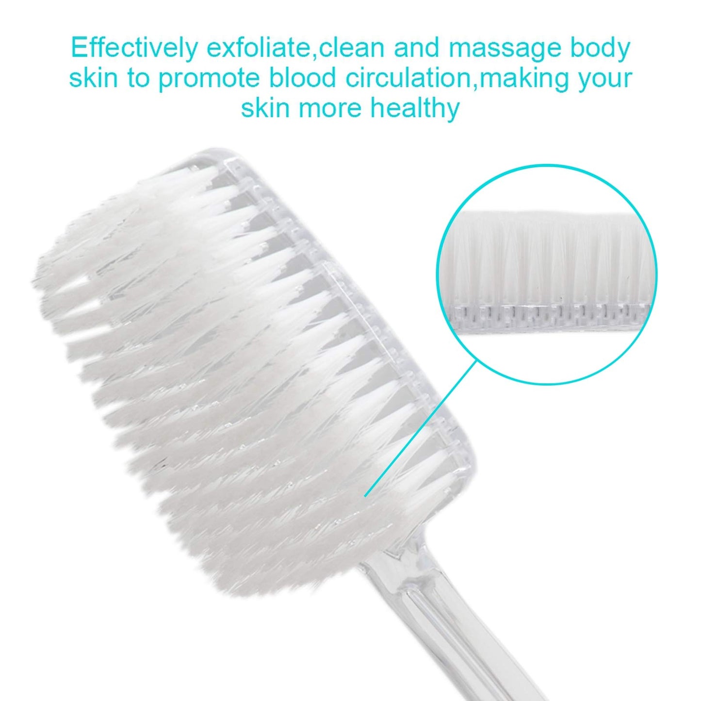 Mczxon Bath Body Back Shower Brush with Curved Long Handle for Exfoliating Skin Improve Blood Circulation, Clear Back Scrubber Bath Wet or Dry