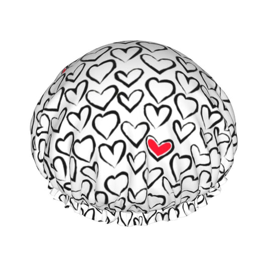 Love Hearts Shower Cap For Women Reusable Waterproof Double Layers Bath Cap Hair Protection Elastic Ladies Spa Salon Shower Hat Beauty and Personal Care YUZEKABZ
