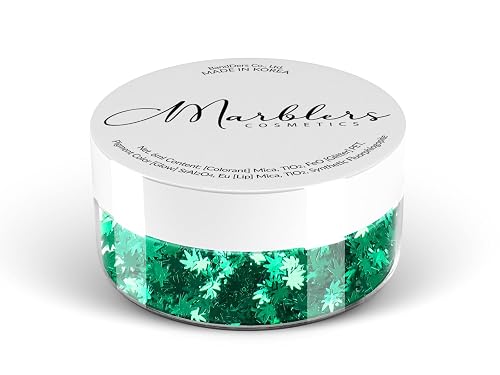 MARBLERS [Cannabis] Shape Glitter for Body & Face 0.11oz (3g) | Flake | Non-Toxic | Vegan | Cruelty-Free | Eyeshadow, Nail Polish, Nail Art |