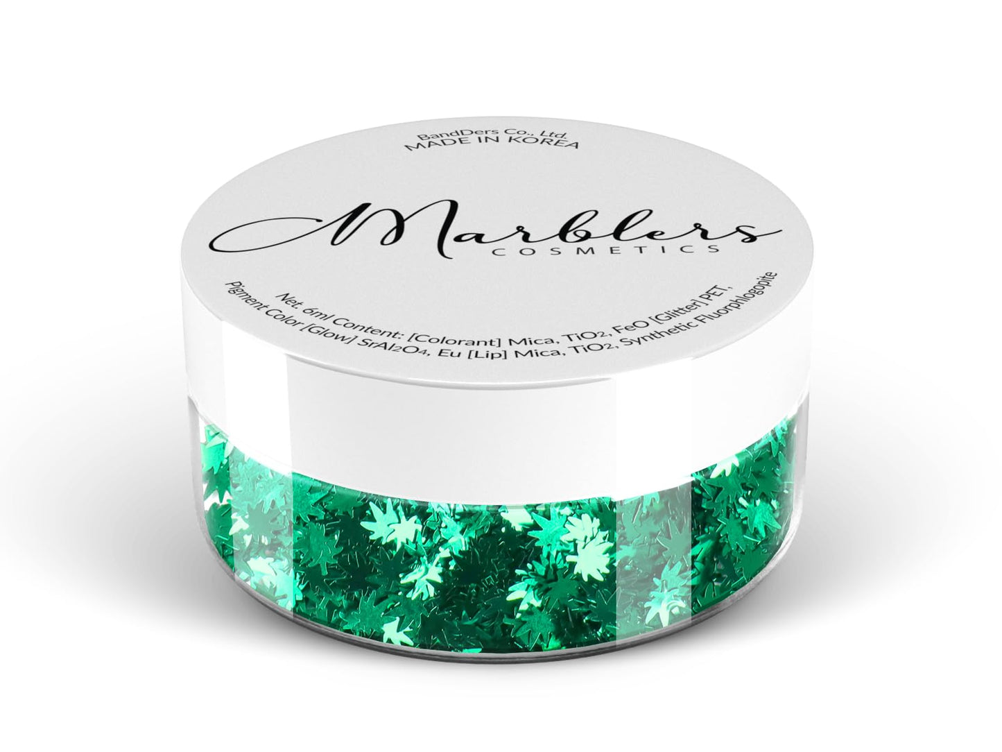 MARBLERS [Cannabis] Shape Glitter for Body & Face 0.11oz (3g) | Flake | Non-Toxic | Vegan | Cruelty-Free | Eyeshadow, Nail Polish, Nail Art |