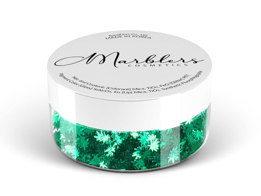 MARBLERS [Cannabis] Shape Glitter for Body & Face 0.11oz (3g) | Flake | Non-Toxic | Vegan | Cruelty-Free | Eyeshadow, Nail Polish, Nail Art |