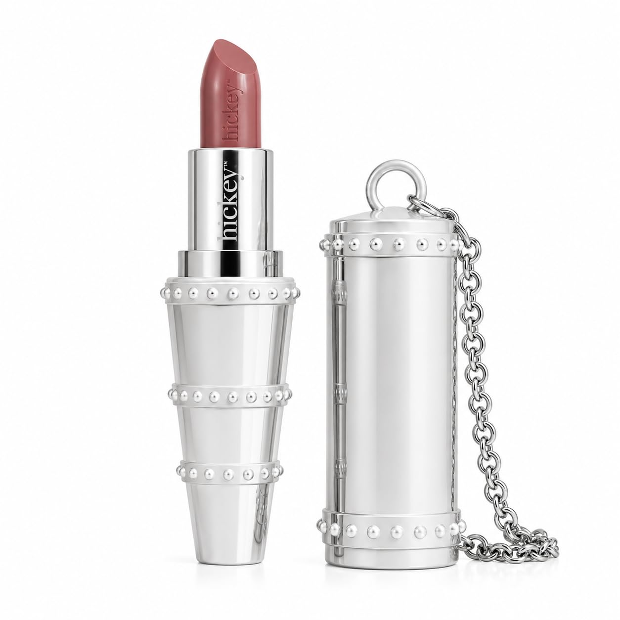 Hickey Refillable Pendant Lipstick, Make Out[Sheer Mauve Nude] - Wearable Satin Lip Color on a Chain, Refillable Clean Beauty, Full Lipstick Included