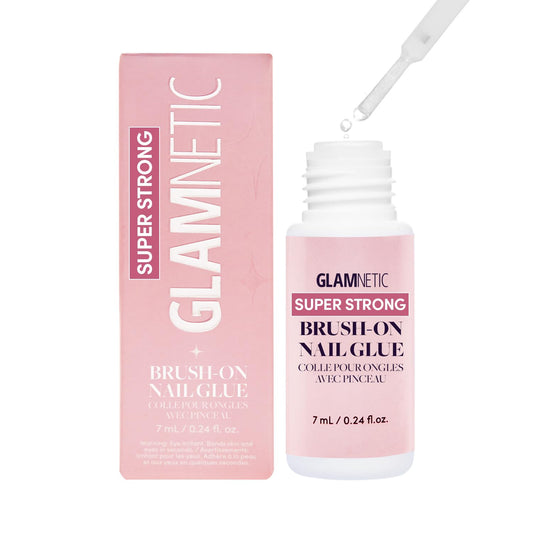 Glamnetic Super Strong Brush On Nail Glue | Brush Tip Applicator, Mess Free, Travel Friendly, Vegan | Durable & Long-Lasting | .24 fl. oz. Beauty & Personal Care Glamnetic