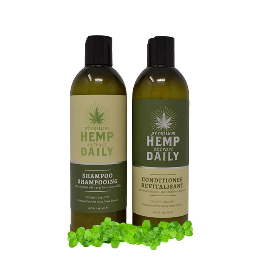 Hemp Daily Shampoo and Conditioner | Hemp, Argan, and Essential Oils | THC-free | 16 fl oz (Shampoo + Conditioner) Beauty & Personal Care Premium Hemp Extract Daily