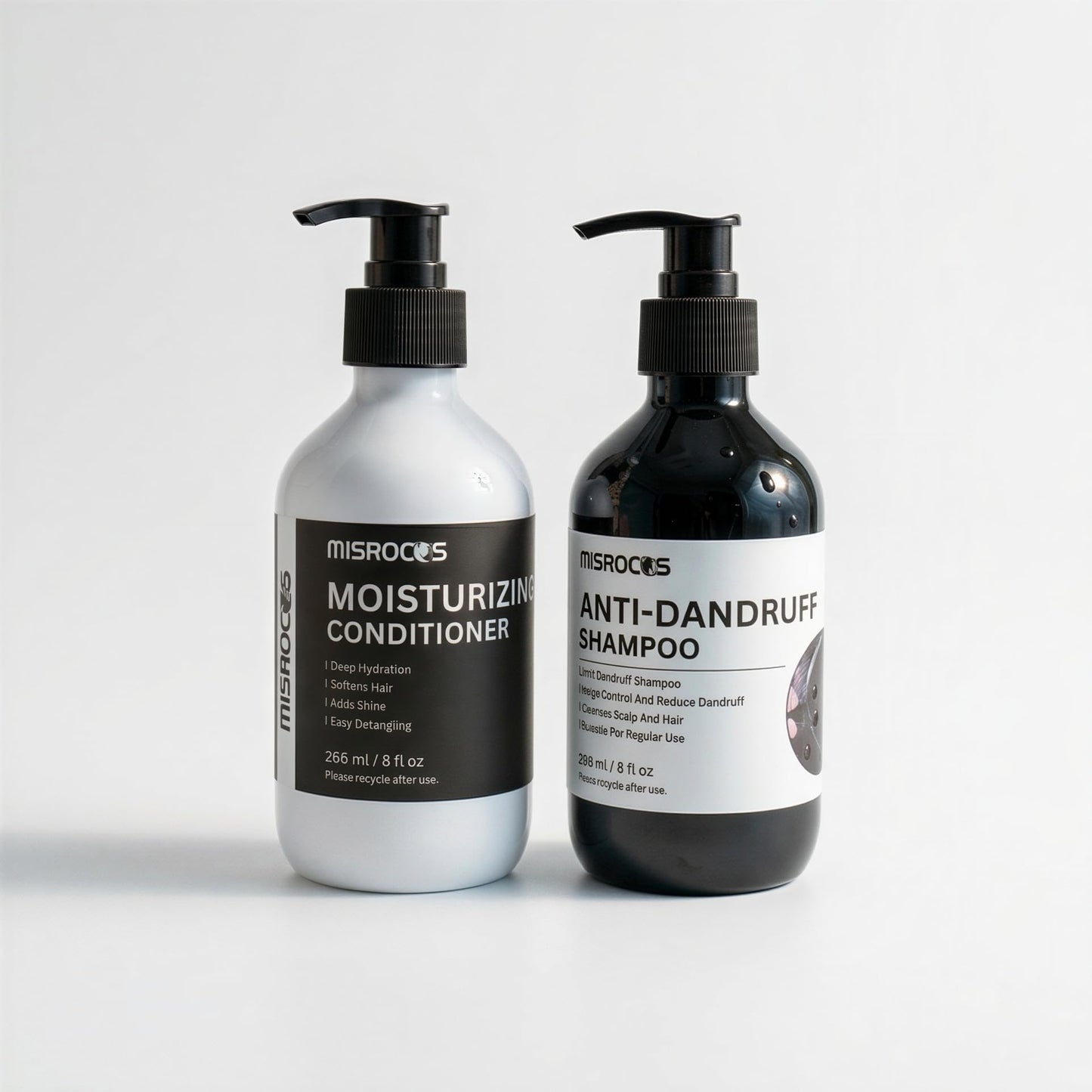MISROCOS - Hair Care Essentials- Moisturizing Conditioner & Anti-Dandruff Shampoo, Professional Scalp Care for Deep Hydration, Shine, Flake Control