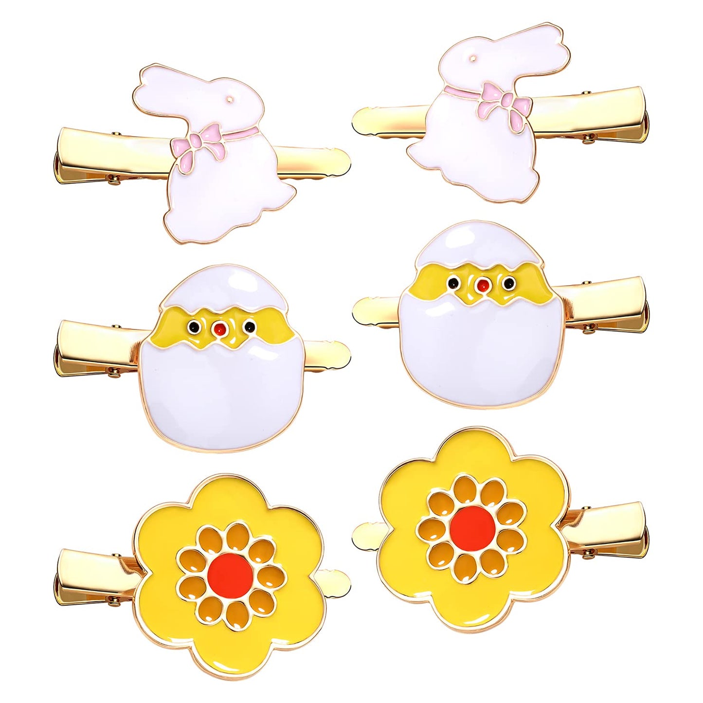 Easter Hair Clip Cute Enamel Bunny Egg Flower Hairpins Kawaii Easter Metal Alligator Clips for Women Girl Holiday Party Hair Accessories (Easter hair
