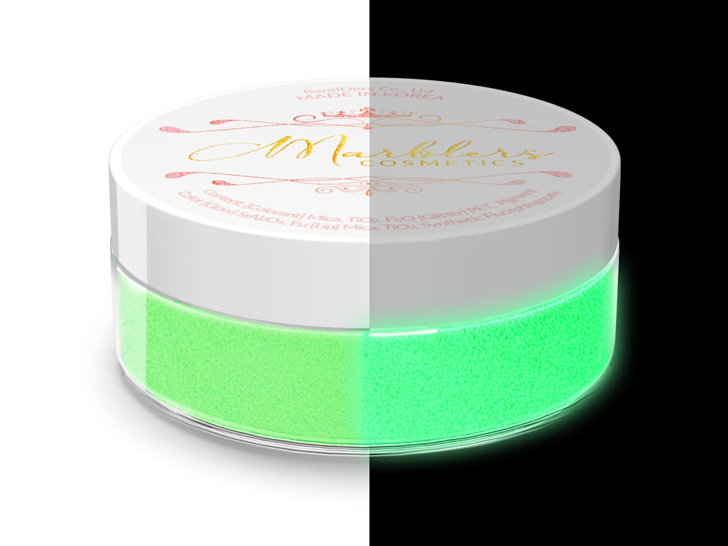MARBLERS Glow-in-The-Dark Powder [Glow Green] 0.28oz (8g) | Matte| Dye | Pigment | Non-Toxic | Vegan | Cruelty-Free | Eyeshadow, Nail Polish, Nail Art