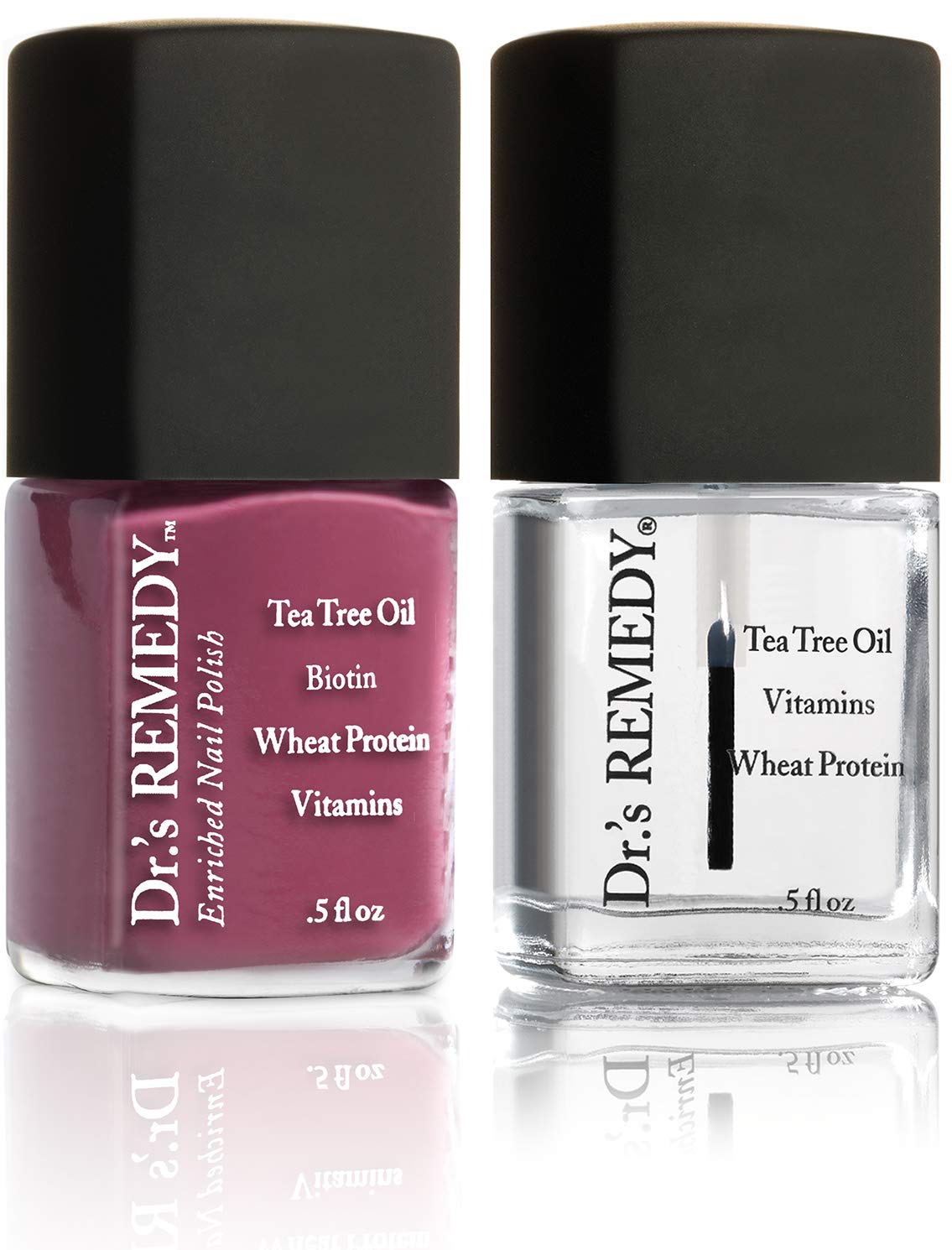 Dr.'s Remedy Enriched Nail Polish, Brave Berry With Base Coat Set 0.5 Fluid Oz Each