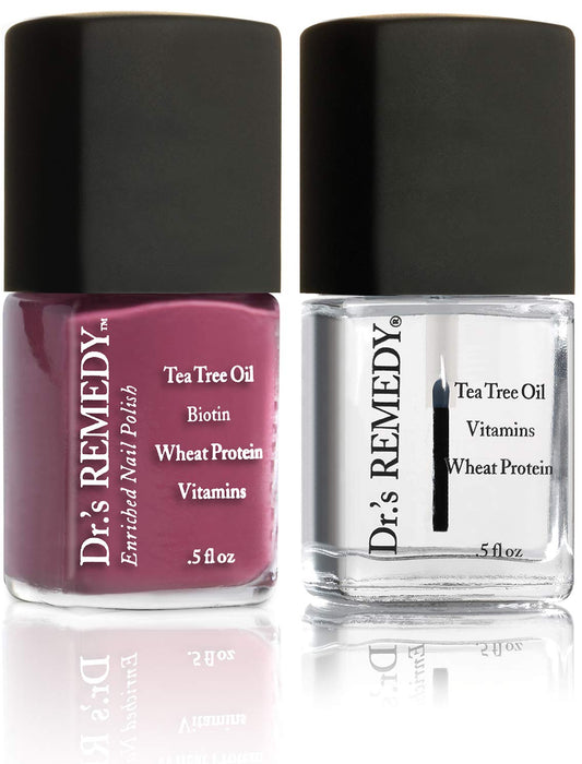Dr.'s Remedy Enriched Nail Polish, Brave Berry With Base Coat Set 0.5 Fluid Oz Each