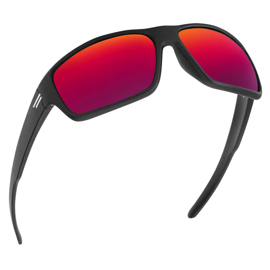 TOROE Eyewear FIELD Wrap Around Sport Sunglasses With Polycarbonate Polarized Lenses, Lightweight TR90 Frame (Matte Black | White Emblem, Fuze Lens)