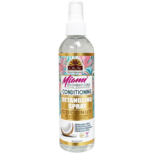 OKAY Curl Enhancer Conditioning Detangling Spray 8 oz - Leave-In Detangler for Curly, Wavy Hair - Anti-Frizz, Knot-Free, Hydrating Spray for Easy