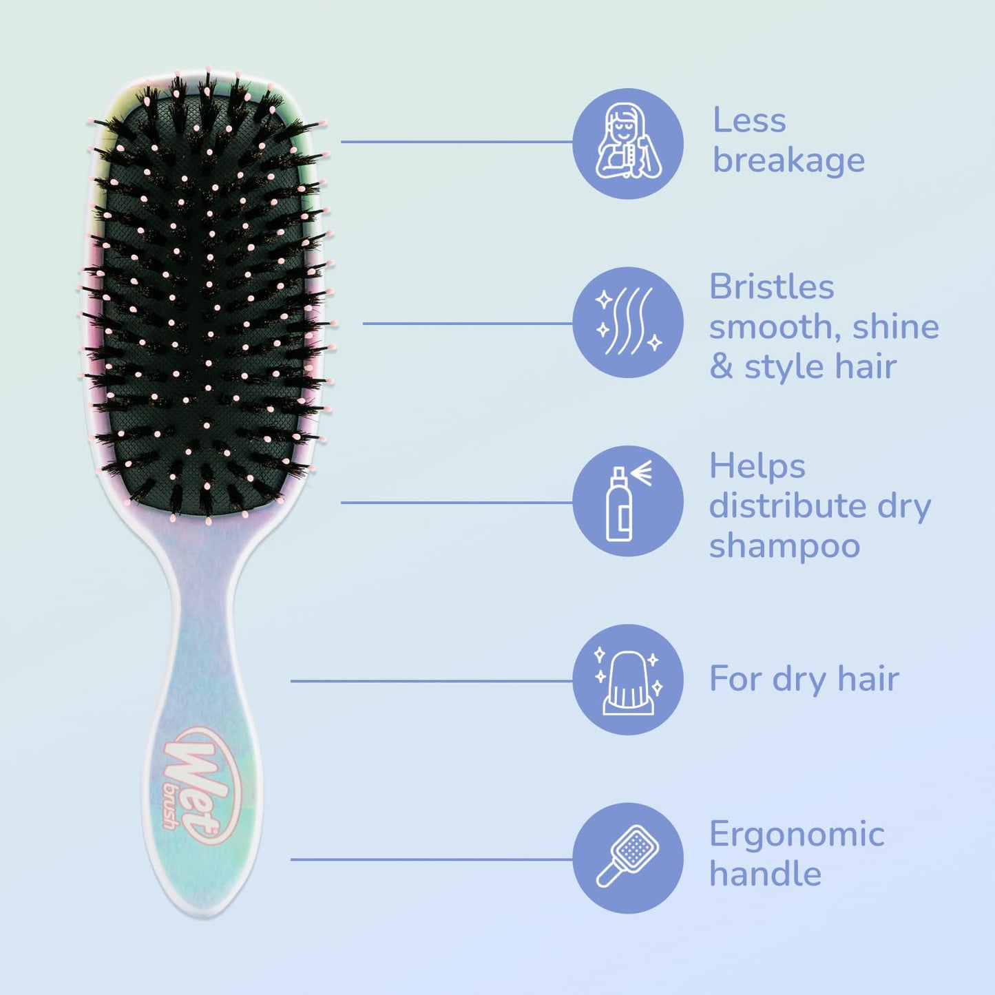 Wet Brush Shine Enhancer Color Wash Stripes, Paddle Hair Detangler Brush with Ultra-Soft Intelliflex Bristles, Infused With Natural Argan Oil, Shiny