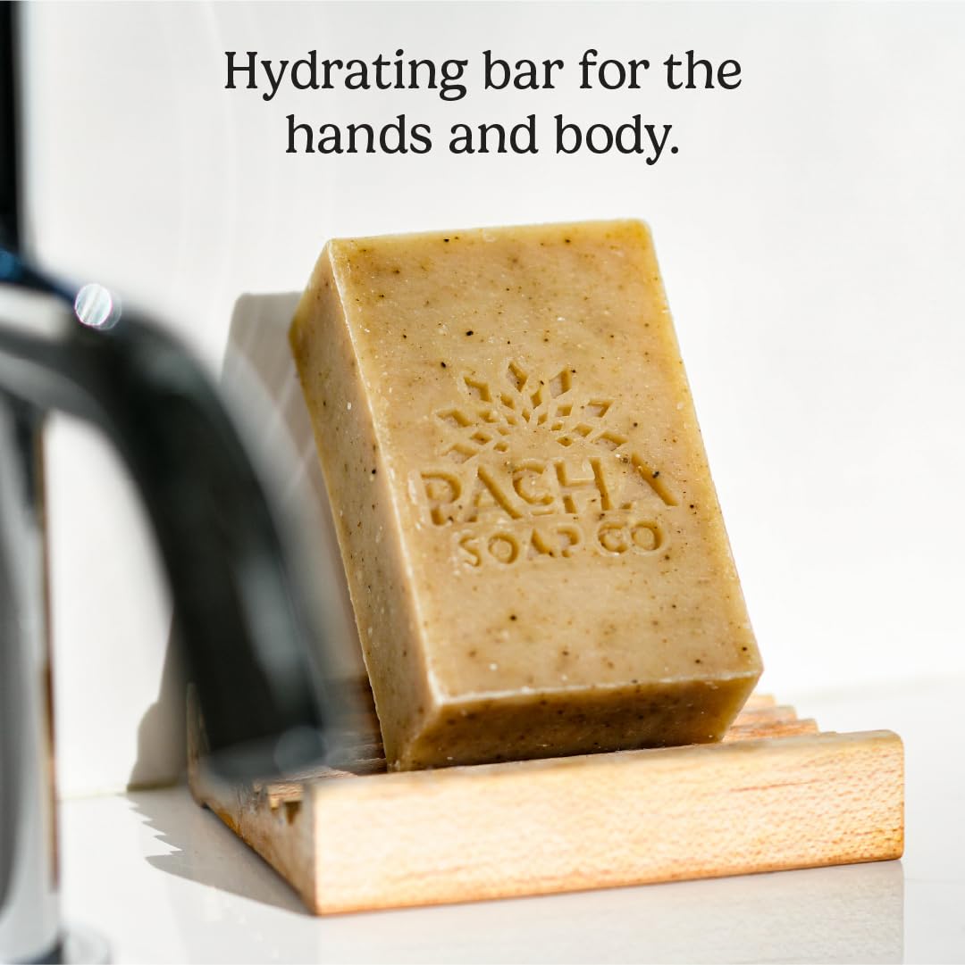 Pacha Soap Co. Dirty Hippie Bar Soap - Patchouli, Nutmeg, & Clove Scented Exfoliating Oat Body and Face Cleanser Bar Soap, Hydrating & Moisturizing