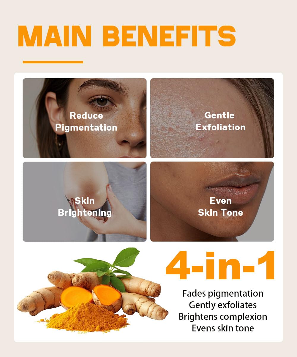 Sesamebaby Turmeric Kojic Acid Soap for Dark Spot, Brighten Skin Face and Body Cleanser with Shea Butter, Vitamin C, Moisturizing Natural