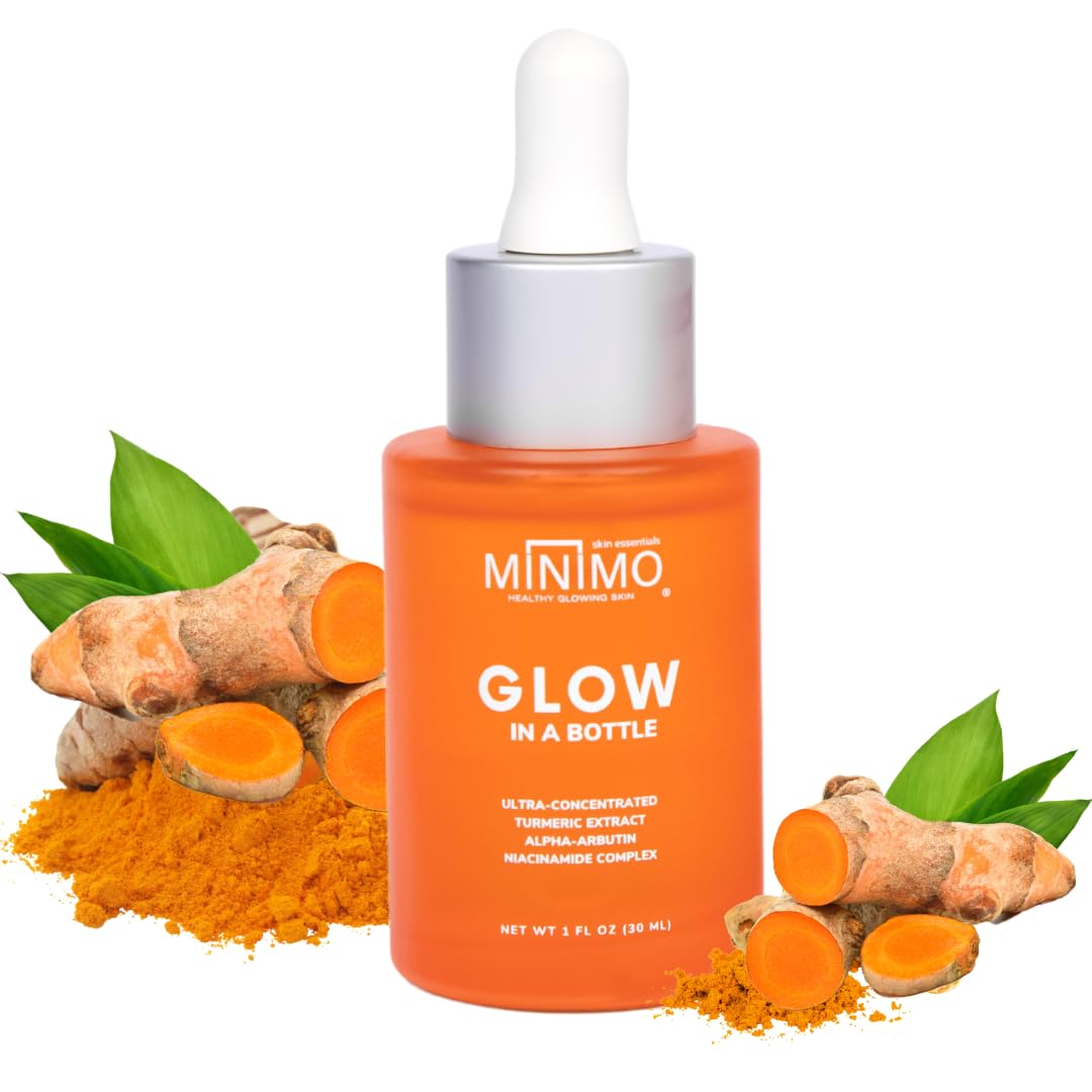 Minimo Glow in a Bottle with Ultra-Concentrated Natural Turmeric Skin Brightening Oil for Dark Spots | Turmeric Facial Repair Serum Cleanses Skin