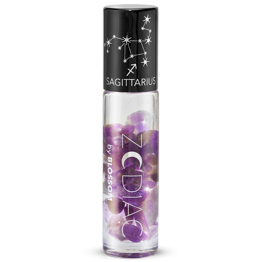 Blossom Lip Gloss Zodiac Sign Vanilla Scented Roll-On Lip Gloss, Moisturizing + Hydrating with Zodiac Crystals, Made in USA, 0.20oz, Sagittarius