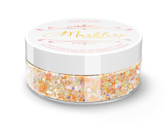 MARBLERS Mixed Shaped Face & Body Glitter [Orange] 0.18oz (5g) | Chunky | Chopped | Flake | Non-Toxic | Vegan | Cruelty-Free | Festival, Rave & Party