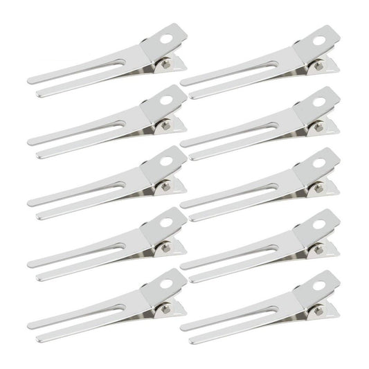 50pcs Hairdressing Double Prong Curl Clips, Wobe 1.8" Setting Section Hair Clips Metal Alligator Hairpins for Bow Great Pin Clip, Styling Salon