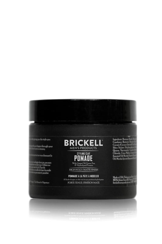 Brickell Men's Products Hair Styling Clay Pomade For Men, Natural & Organic with Strong Hold & Matte Finish, Product for Modern Hairstyles, 2 Ounces