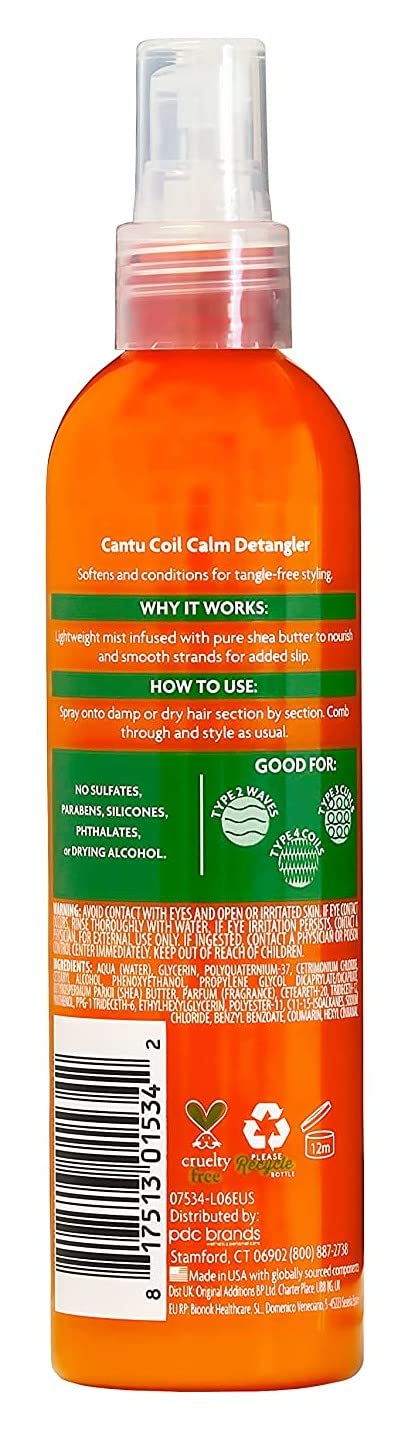 Cantu Shea Butter Detangler Coil Calm Spray 8 Ounce (Pack of 3)