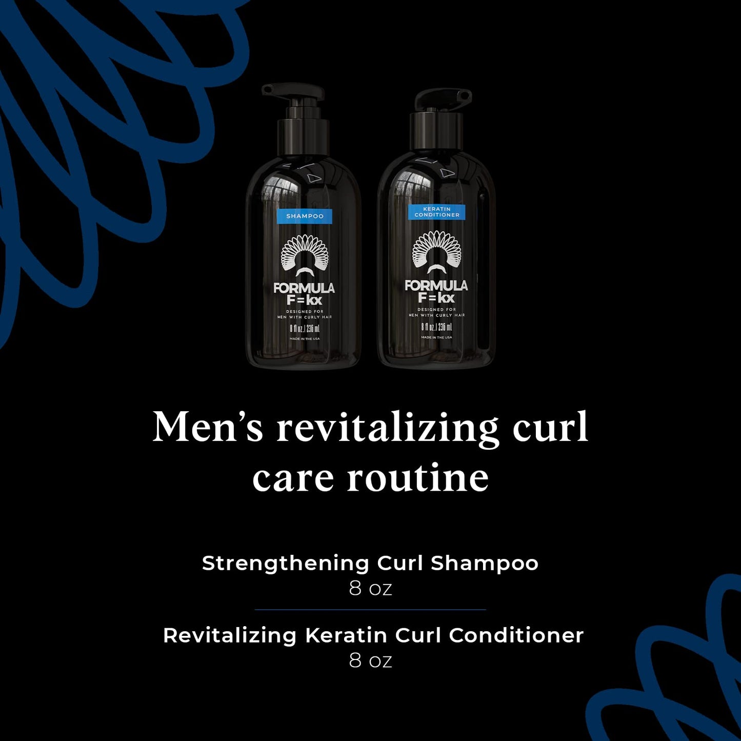 Formula F=kx - Curly Hair Product Set - Keratin, Aloe & Coffee Seed Extract Shampoo and Conditioner - For All Curl Types - Sulfate-Free - Ocean Scent