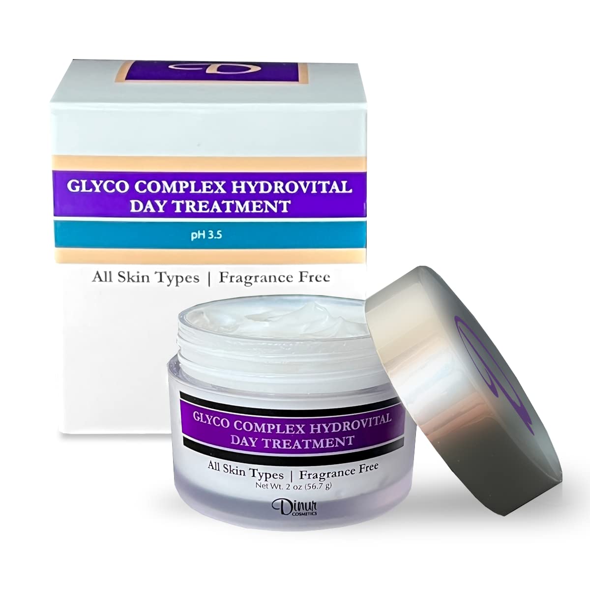 Dinur Cosmetics Glyco Complex Day Treatment Lightweight Moisturizing Cream with Glycolic Acid Exfoliating & Hydrating Formula for Smoother Radiant
