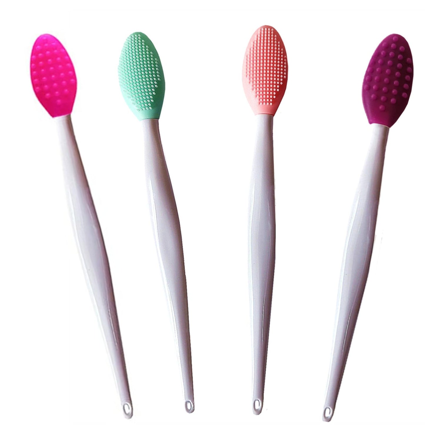 4 Pcs Lip Scrub Brush,Lip Scrubber Exfoliator, Double-Sided Silicone Lip Brush Tool for Men Women Lip Lightening,Lip Exfoliator Scrubber Tool for Dark