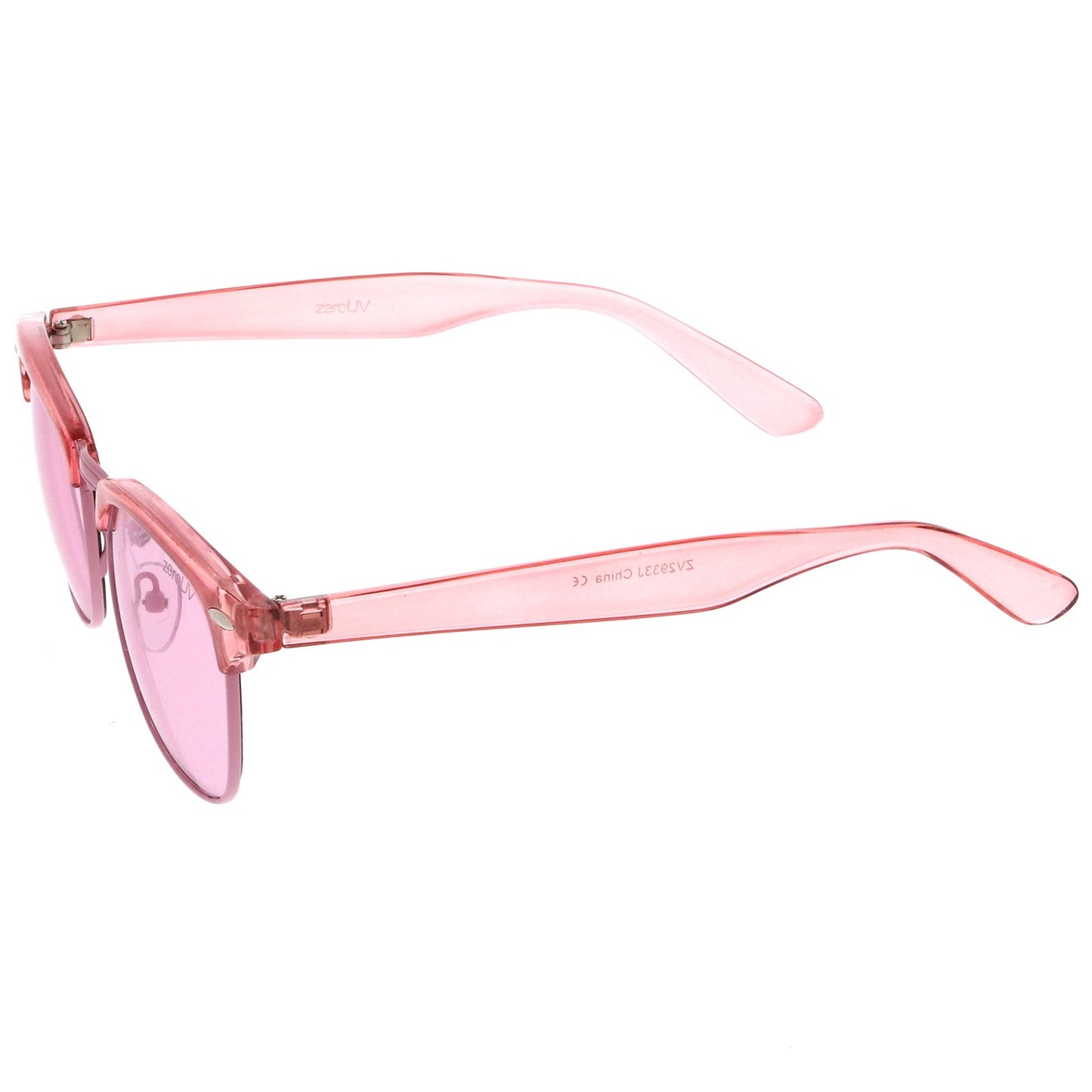 zeroUV Classic Translucent Horn Rimmed Square Color Tinted Lens Half Frame Sunglasses 49mm (Pink/Pink)
