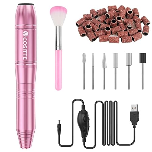 COSITTE Electric Nail Drill,USB Electric Nail Drill Machine for Acrylic Nail Kit,Portable Electric Nail File Polishing Tool Manicure Pedicure Kit