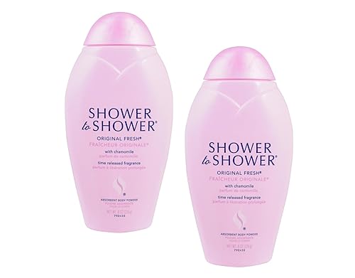 Shower to Shower Original Fresh Body Powder with Chamomile for Men & Women, Talc Free, Sweat Absorbing, Prevents Chafing & Odor 8 OZ (Pack of 2)