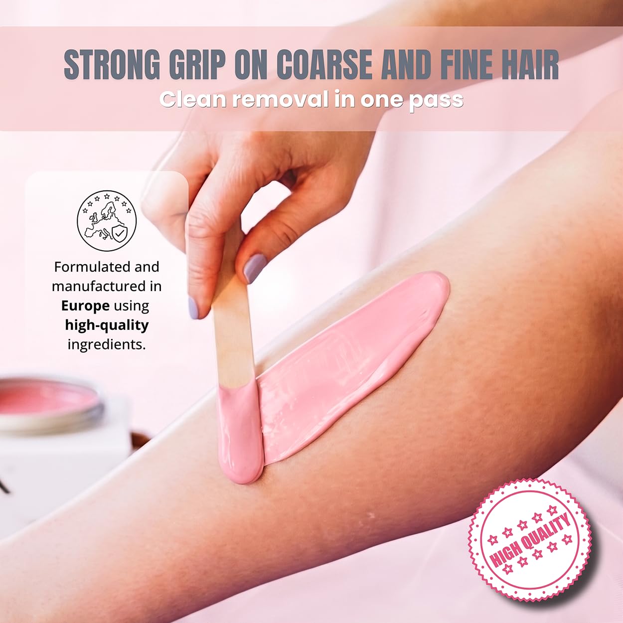 Pink Cream Hard Wax Beads for Sensitive Skin Rosin Free - 2.2lb (1000g) Hypoallergenic Waxing Beads with Argan Oil & Cocoa Butter - European Formula Beauty and Personal Care Wax Supply