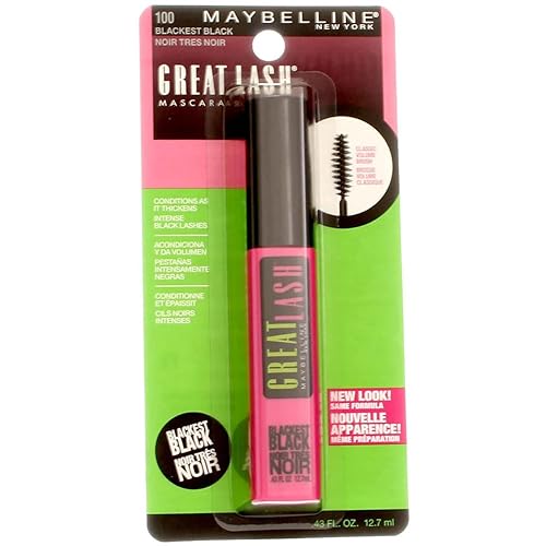 Maybelline Great Lash Mascara, Blackest Black 100, .43 Fluid Ounces (Pack of 5)