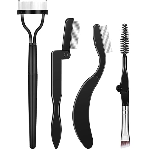 Boao 4 Pieces Folding Eyebrow Comb Eyelash Comb Lash Separator Tool Eyelash Grooming Brush for Making Up Supplies Tools(4 Pieces,Style A)