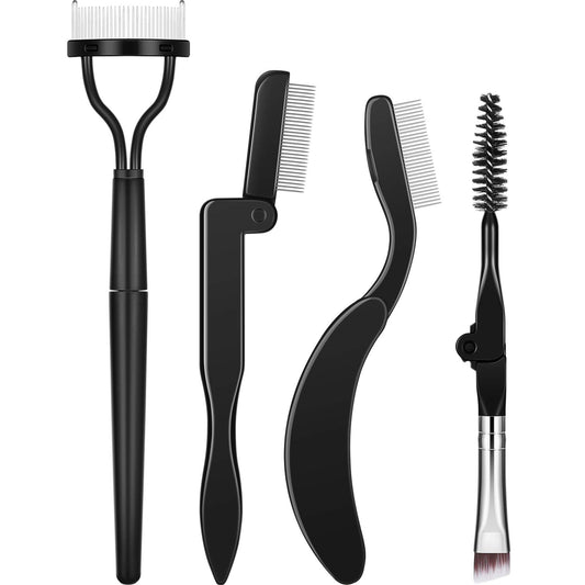 Boao 4 Pieces Folding Eyebrow Comb Eyelash Comb Lash Separator Tool Eyelash Grooming Brush for Making Up Supplies Tools(4 Pieces,Style A)
