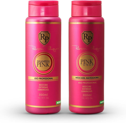Robson Peluquero Pink Toning Kit | Hair Toner Gloss + Shampoo | Creates Champagne & Neutral Blonde for Brassy, Bleached & Highlighted Hair, Hydrates